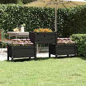 Visoka greda črna 178,5x44x75 cm trdna borovina