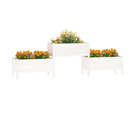 vidaXL Jardini&egrave;re Blanc 245,5x44x75 cm Bois massif de pin