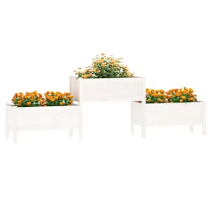 vidaXL Jardini&egrave;re Blanc 245,5x44x75 cm Bois massif de pin