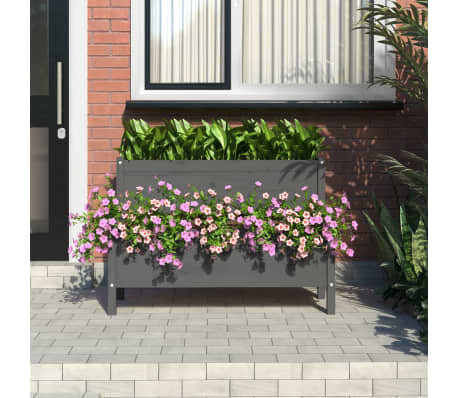 vidaXL Jardini&egrave;re Gris 110x84x75 cm Bois massif de pin