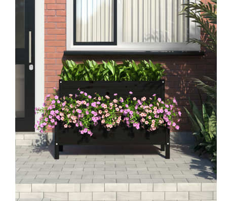 vidaXL Planter Black 110x84x75 cm Solid Wood Pine
