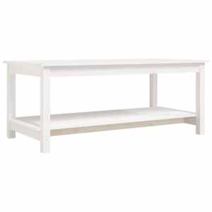 Konferenční stolek bílý 110 x 55 x 45 cm masivní borové dřevo - obrázek 2