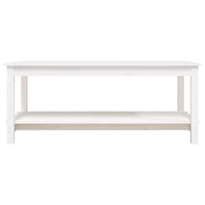 Konferenční stolek bílý 110 x 55 x 45 cm masivní borové dřevo - obrázek 5