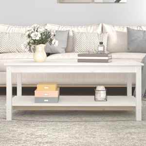 Klubska mizica bela 110x55x45 trdna borovina