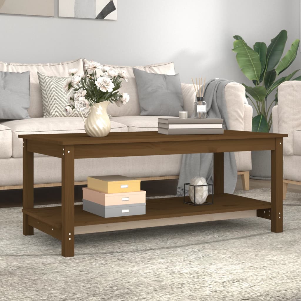 vidaXL Sohvapöytä hunajanruskea 110x55x45 cm täysi mänty