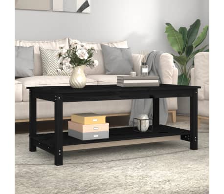 vidaXL Table basse Noir 110x55x45 cm Bois massif de pin