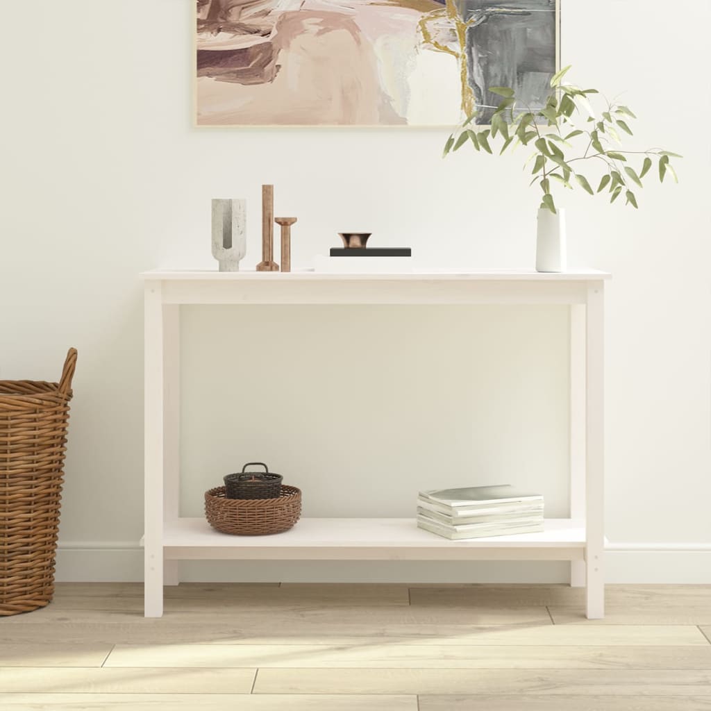 vida XL Konsolentisch Weiß 110x 40x 80 cm Massivholz Kiefer