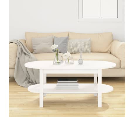 vidaXL Mesa de centro 110x55x45 cm madeira de pinho maciça branco