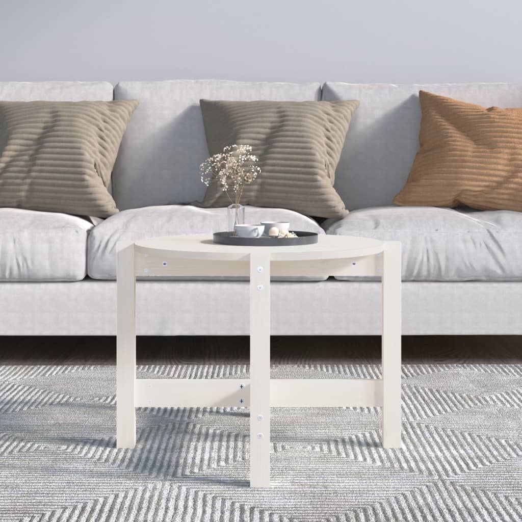 vidaXL Salontafel Ø62,5x45 cm massief grenenhout wit afbeelding