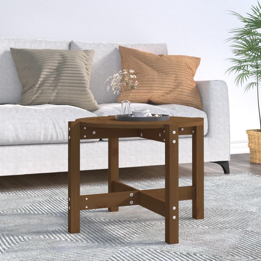 vidaXL sofabord Ø 62,5x45 cm massivt fyrretræ gyldenbrun
