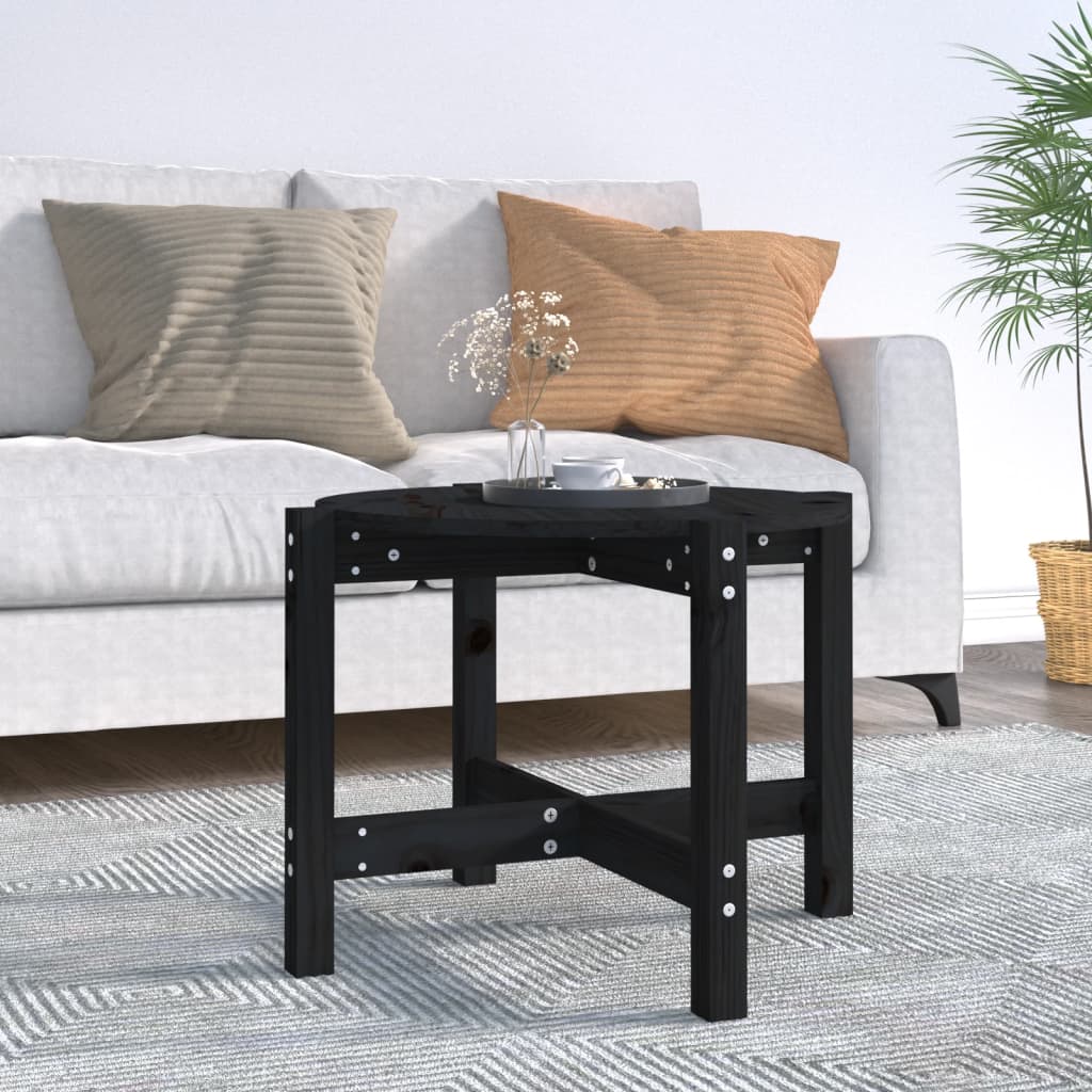 vidaXL sofabord Ø 62,5x45 cm massivt fyrretræ sort