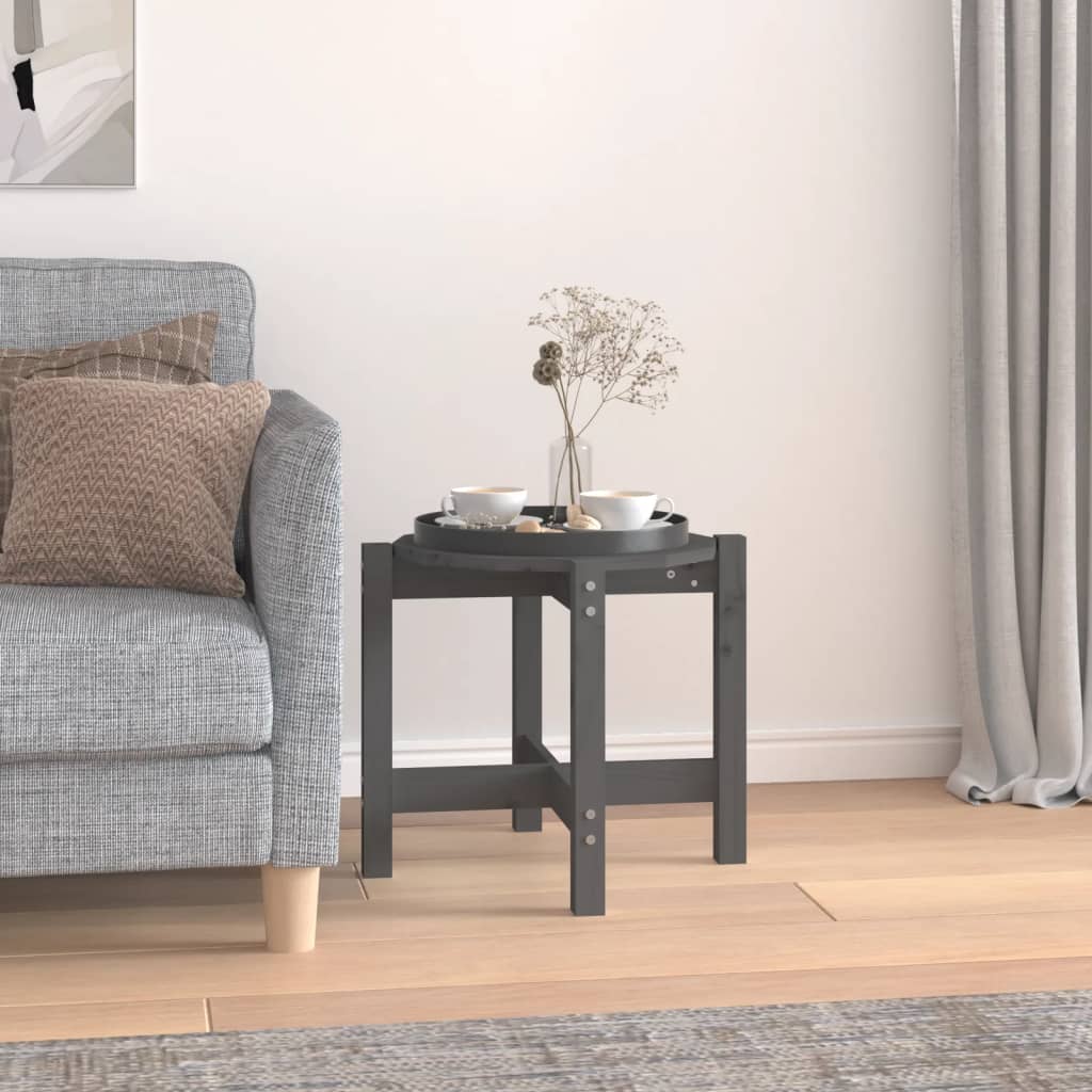 vidaXL sofabord Ø 52,5x45 cm massivt fyrretræ grå