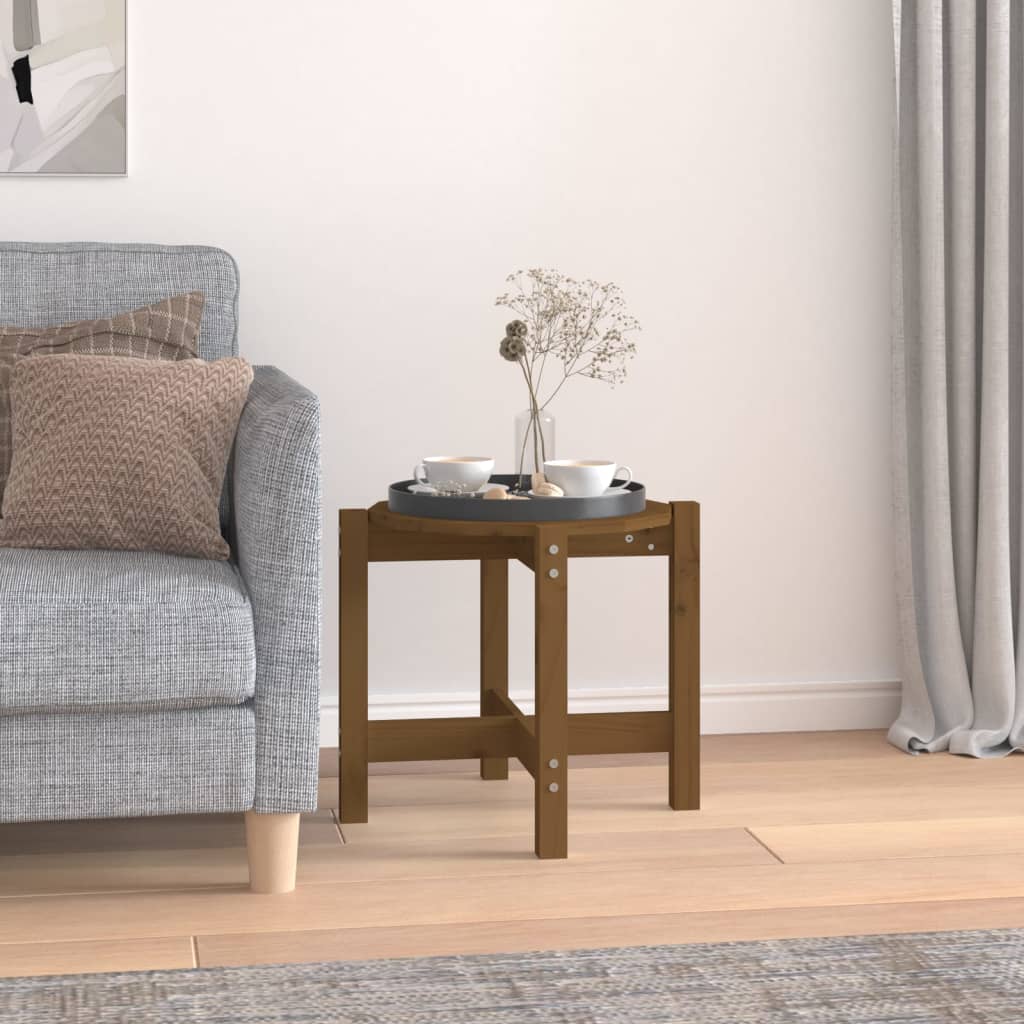 vidaXL sofabord Ø 52,5x45 cm massivt fyrretræ gyldenbrun
