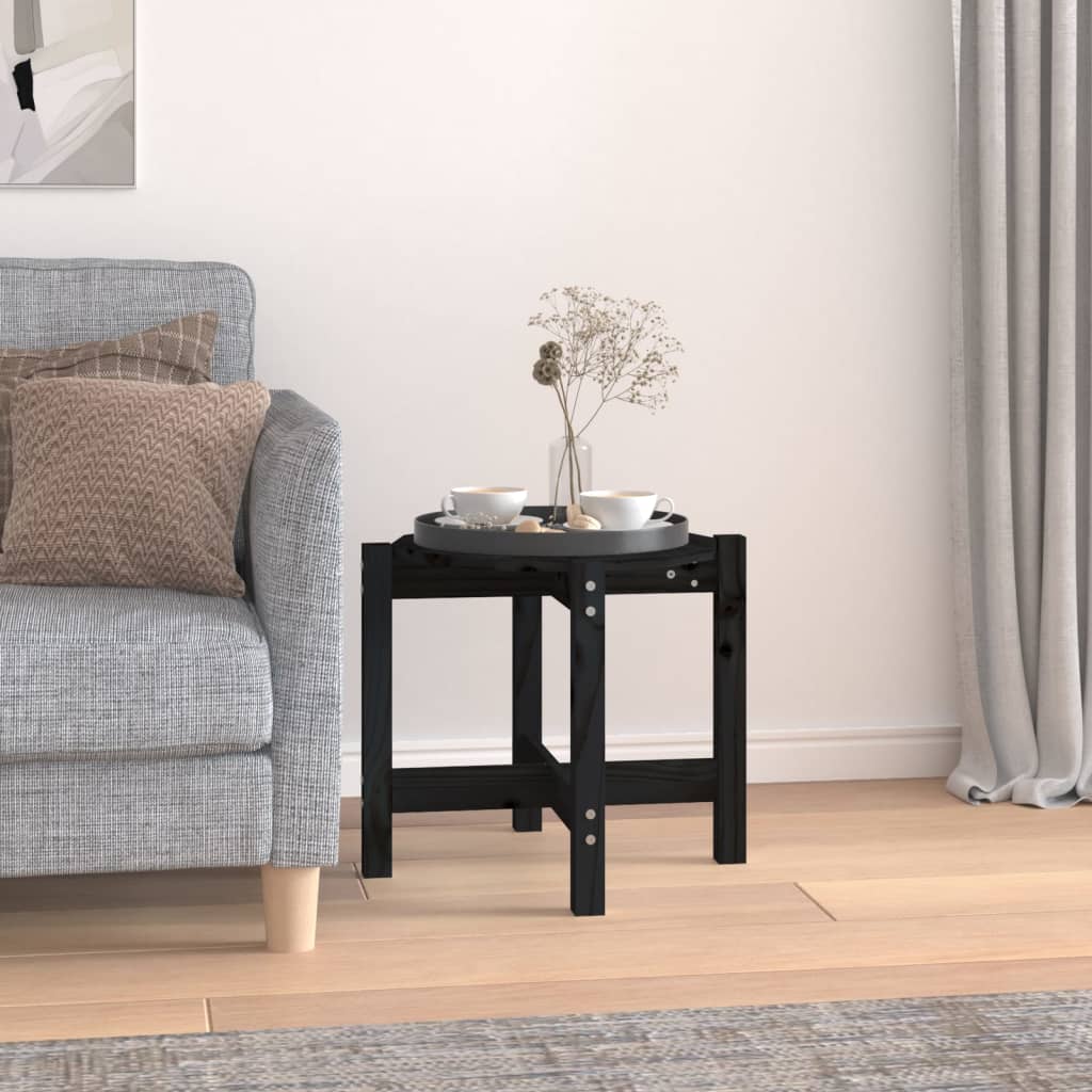 vidaXL sofabord Ø 52,5x45 cm massivt fyrretræ sort