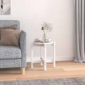 Klubska mizica bela Ø 42,5x45 cm trdna borovina