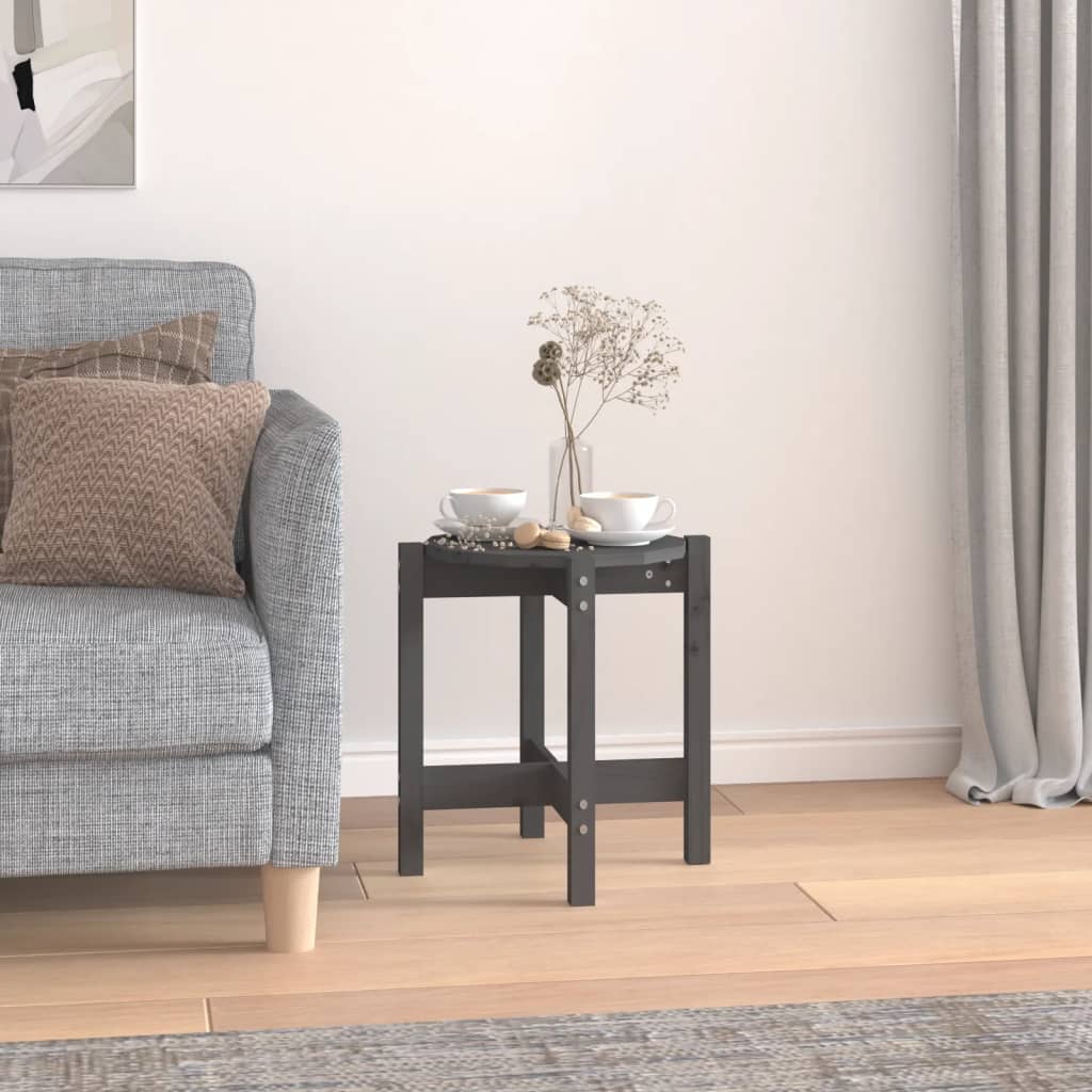 vidaXL sofabord Ø 42,5x45 cm massivt fyrretræ grå
