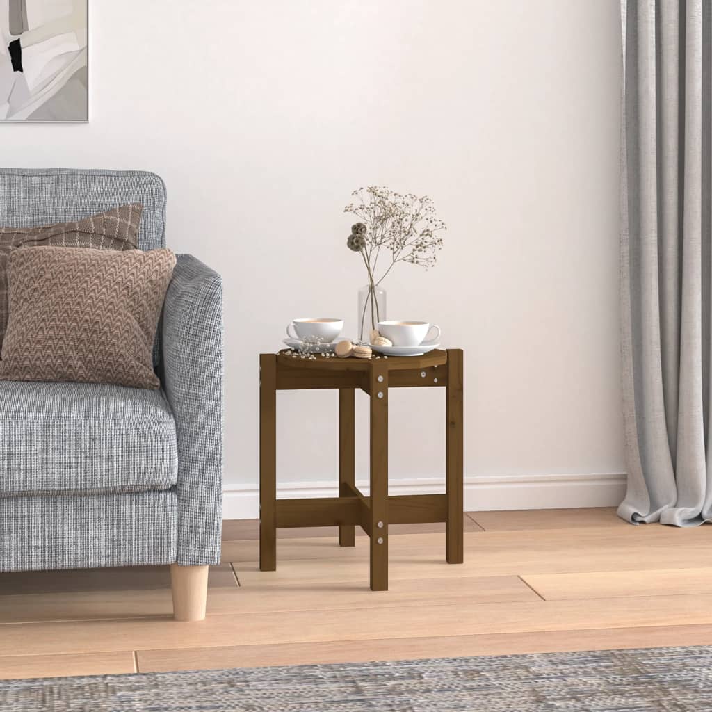 vidaXL sofabord Ø 42,5x45 cm massivt fyrretræ gyldenbrun