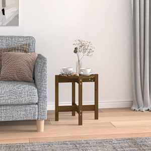 Klubska mizica medeno rjava Ø 42,5x45 cm trdna borovina