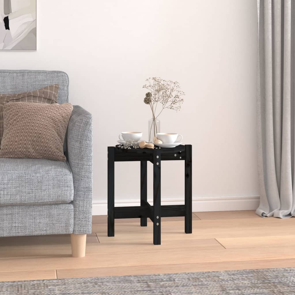 vidaXL sofabord Ø 42,5x45 cm massivt fyrretræ sort