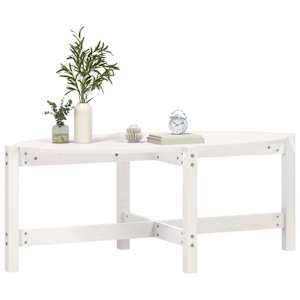 Konferenční stolek bílý 118 x 63 x 45 cm masivní borové dřevo - obrázek 4