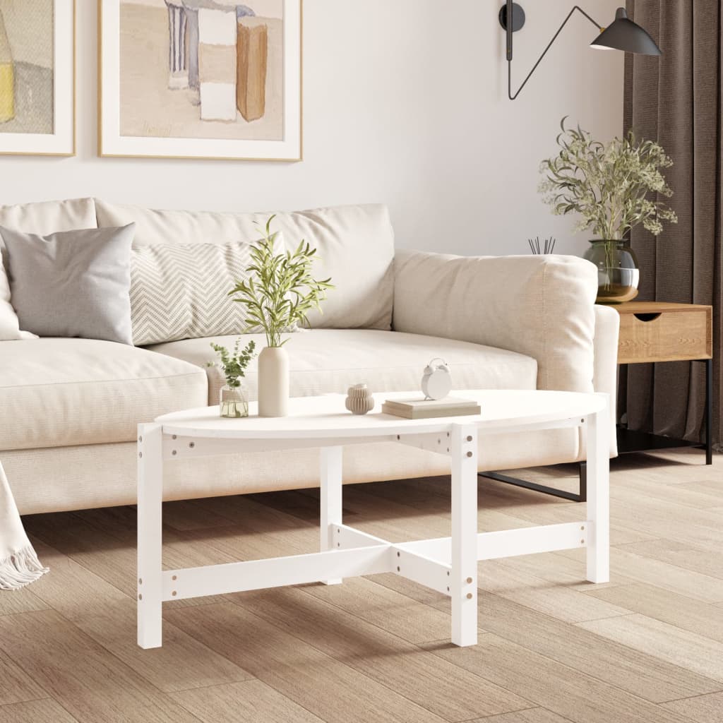 vidaXL sofabord 118x63x45 cm massivt fyrretræ hvid