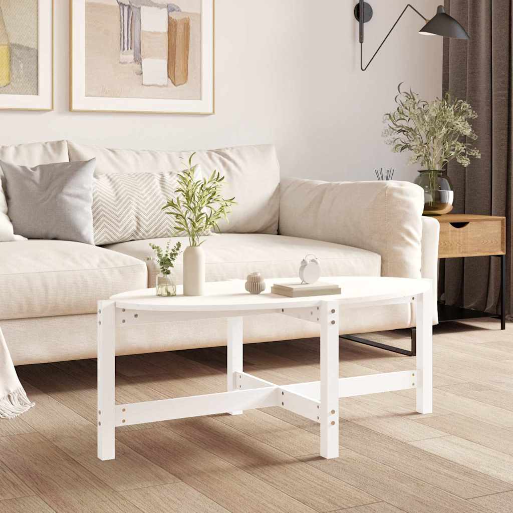 Sofabord i massivt fyrretræ - hvid, 118 × 63 × 45 cm