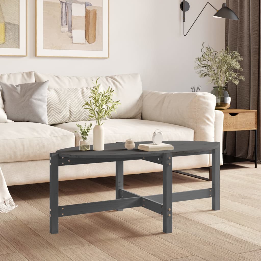vidaXL sofabord 118x63x45 cm massivt fyrretræ grå