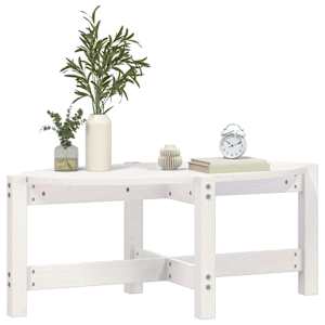 Konferenční stolek bílý 87 x 48 x 35 cm masivní borové dřevo - obrázek 4