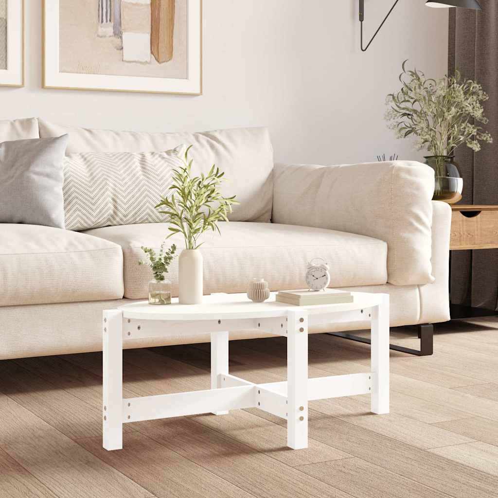 Sofabord i massivt fyrretræ - 87 × 48 × 35 cm, hvid