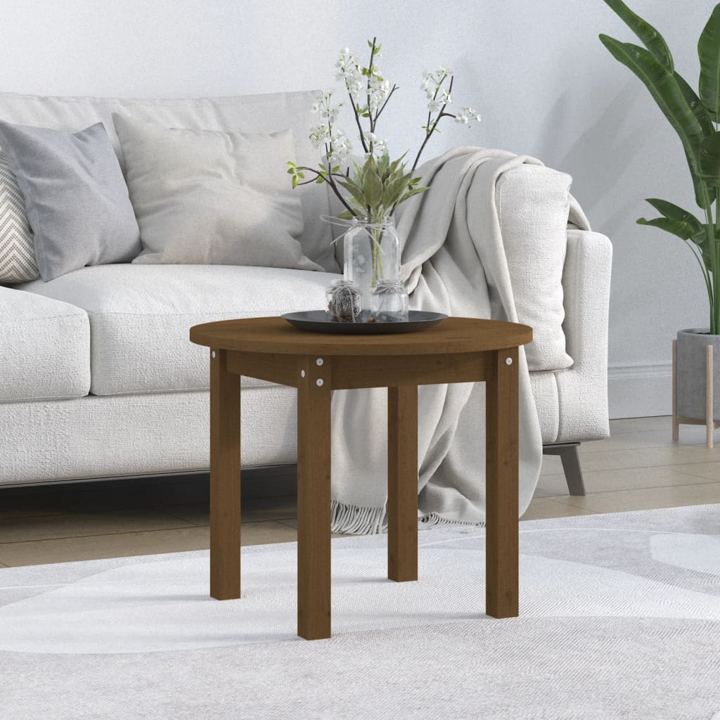 vidaXL sofabord Ø 55x45 cm massivt fyrretræ gyldenbrun