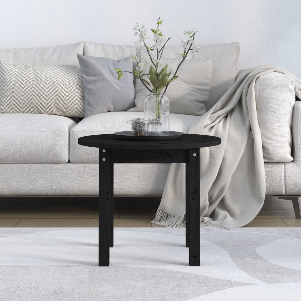 vidaXL Salontafel Ø 55x45 cm massief grenenhout zwart afbeelding