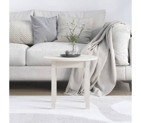 vidaXL Kavos staliukas, baltas, 45x40cm, pu&scaron;ies medienos masyvas