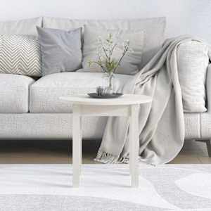 vidaXL Kavos staliukas, baltas, 45x40cm, pu&scaron;ies medienos masyvas