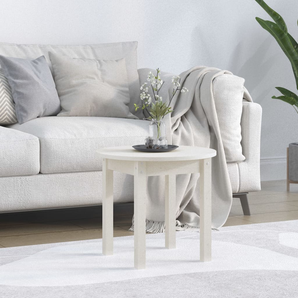 vidaXL sofabord Ø 45x40 cm massivt fyrretræ hvid