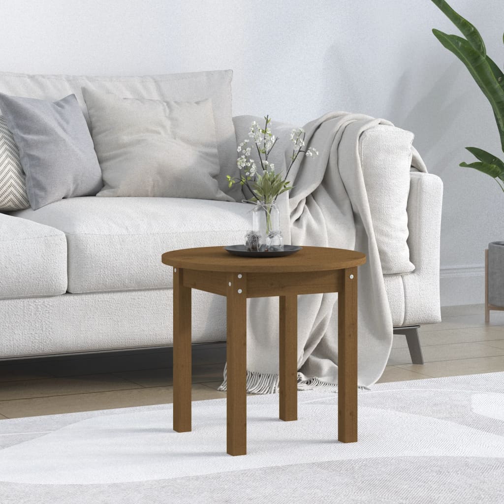 vidaXL sofabord Ø 45x40 cm massivt fyrretræ gyldenbrun