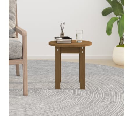 vidaXL Τραπεζάκι Σαλονιού Καφέ Μελί Ø 35x35 εκ. Μασίφ Ξύλο Πεύκου