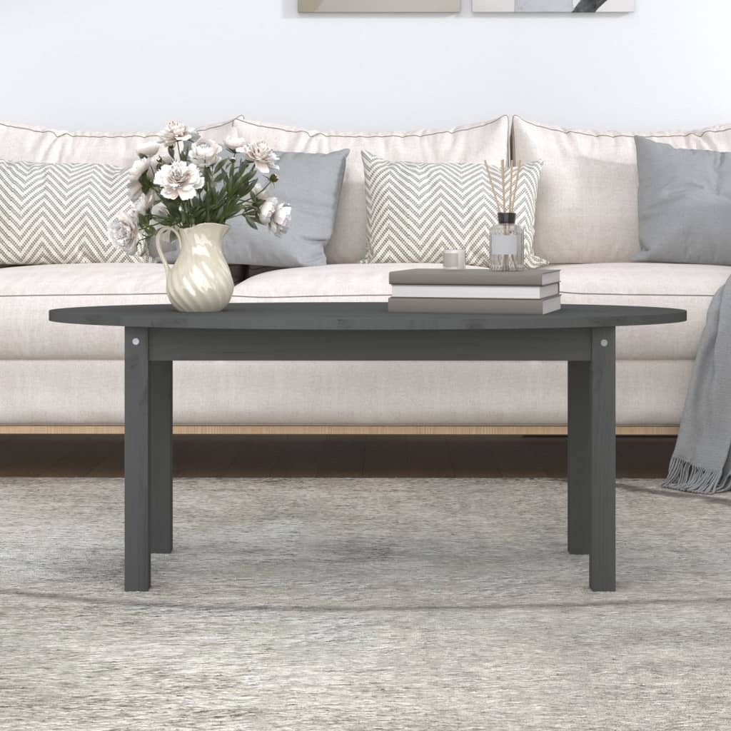 vidaXL Salontafel 110x55x45 cm massief grenenhout grijs afbeelding