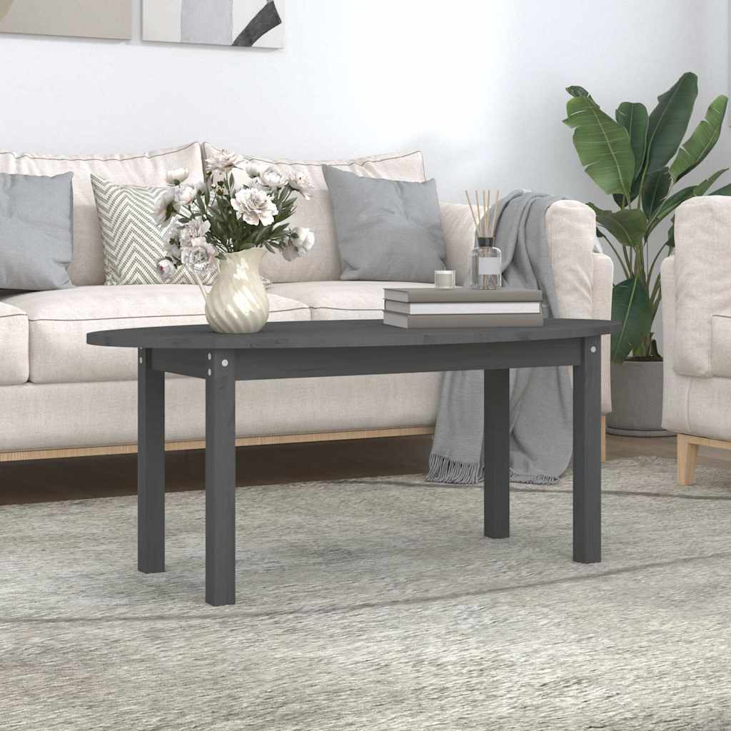 vidaXL sofabord 110x55x45 cm massivt fyrretræ grå