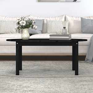 vidaXL Kavos staliukas, juodas, 110x55x45cm, pu&scaron;ies medienos masyvas