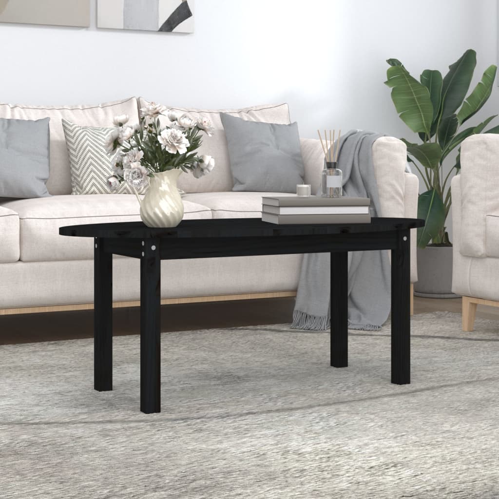 vidaXL sofabord 110x55x45 cm massivt fyrretræ sort