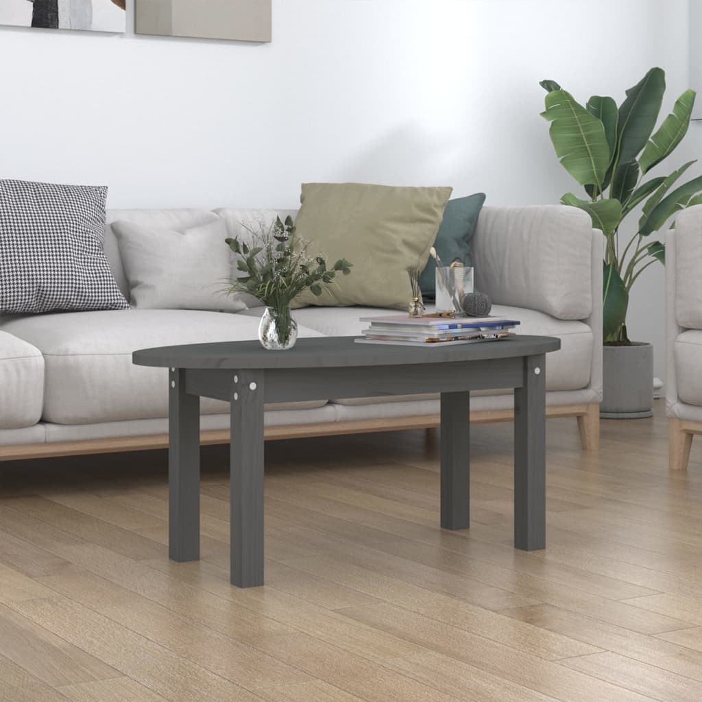 vidaXL Table basse Gris 80x40x35 cm Bois massif de pin