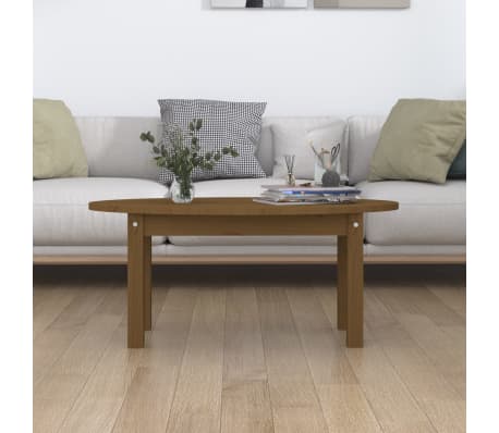 vidaXL Kavos staliukas, medaus rudas, 80x40x35cm, pu&scaron;ies masyvas