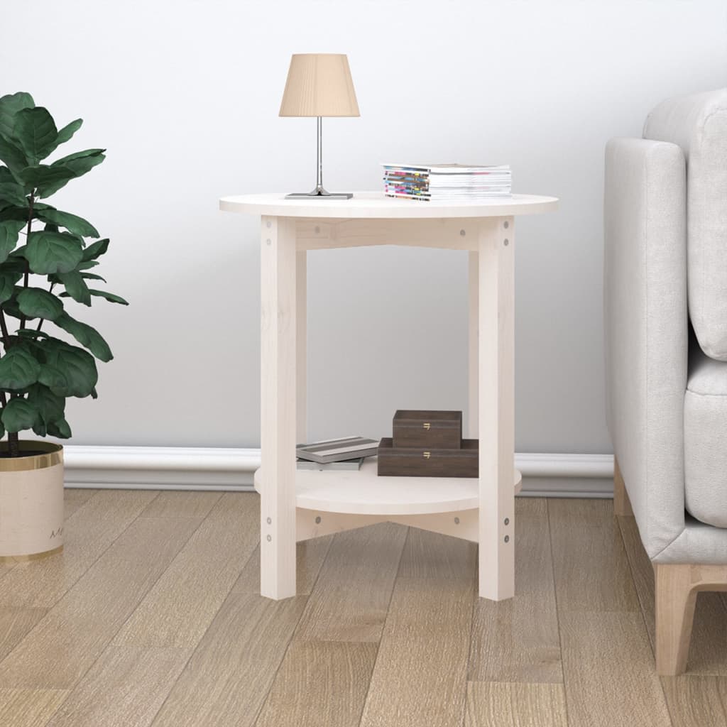 vidaXL Table basse Blanc Ø 55x60 cm Bois massif de pin