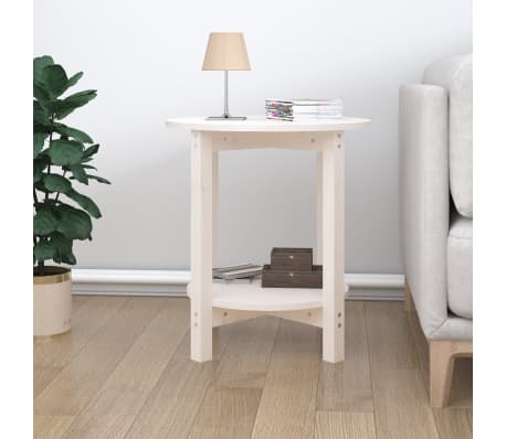 vidaXL Table basse Blanc Ø 55x60 cm Bois massif de pin