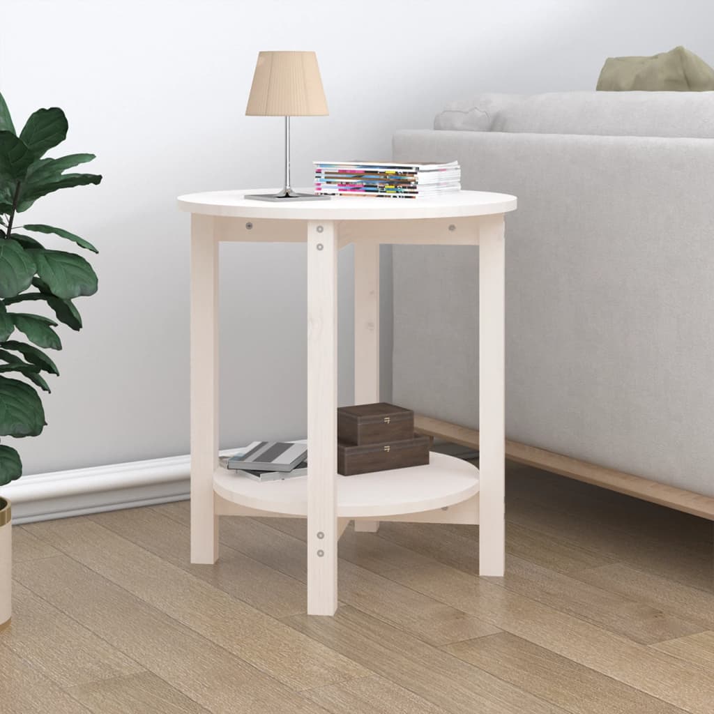 vida XL Couchtisch Weiß Ø 55x 60 cm Massivholz Kiefer