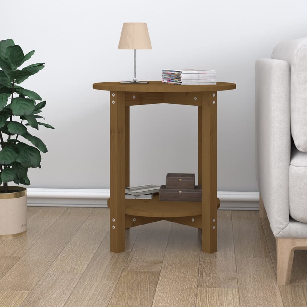 vidaXL Salontafel Ø 55x60 cm massief grenenhout honingbruin afbeelding