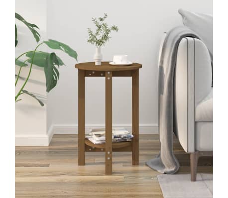 vidaXL Kavos staliukas, medaus rudas, 40x60cm, pu&scaron;ies masyvas