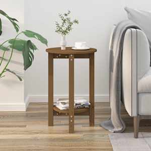 vidaXL Kavos staliukas, medaus rudas, 40x60cm, pu&scaron;ies masyvas