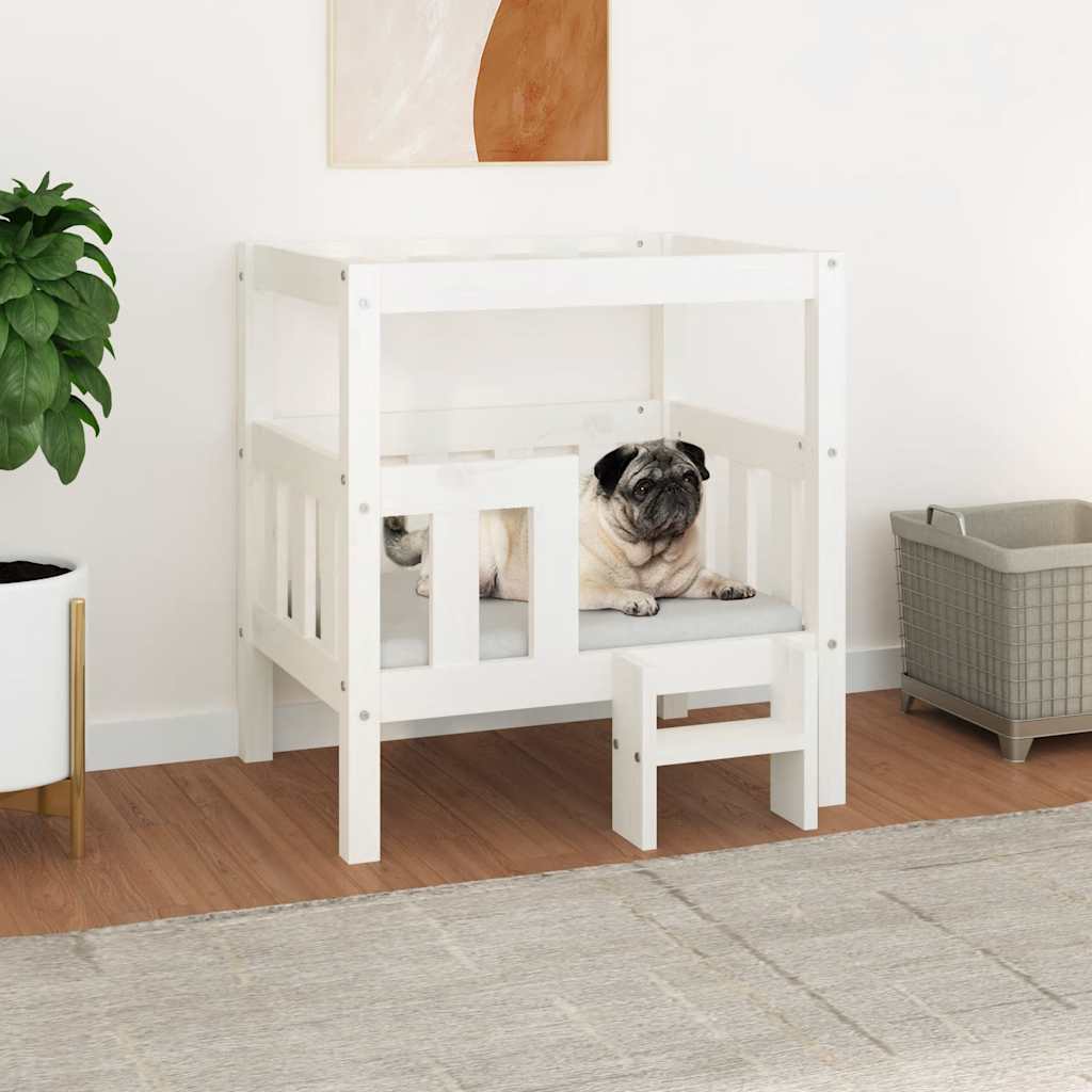 vidaXL Hundebett Weiß 65,5x43x70 cm Massivholz Kiefer