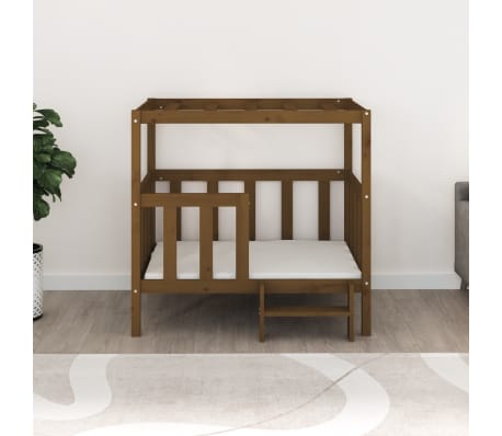 vidaXL Lit pour chien Marron miel 105,5x83,5x100 cm Bois de pin solide